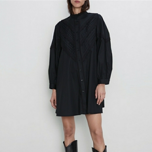 zara black poplin dress